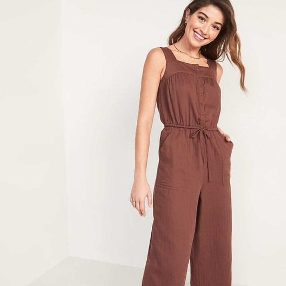 Old Navy Tie Waist Wide Leg Jumpsuit